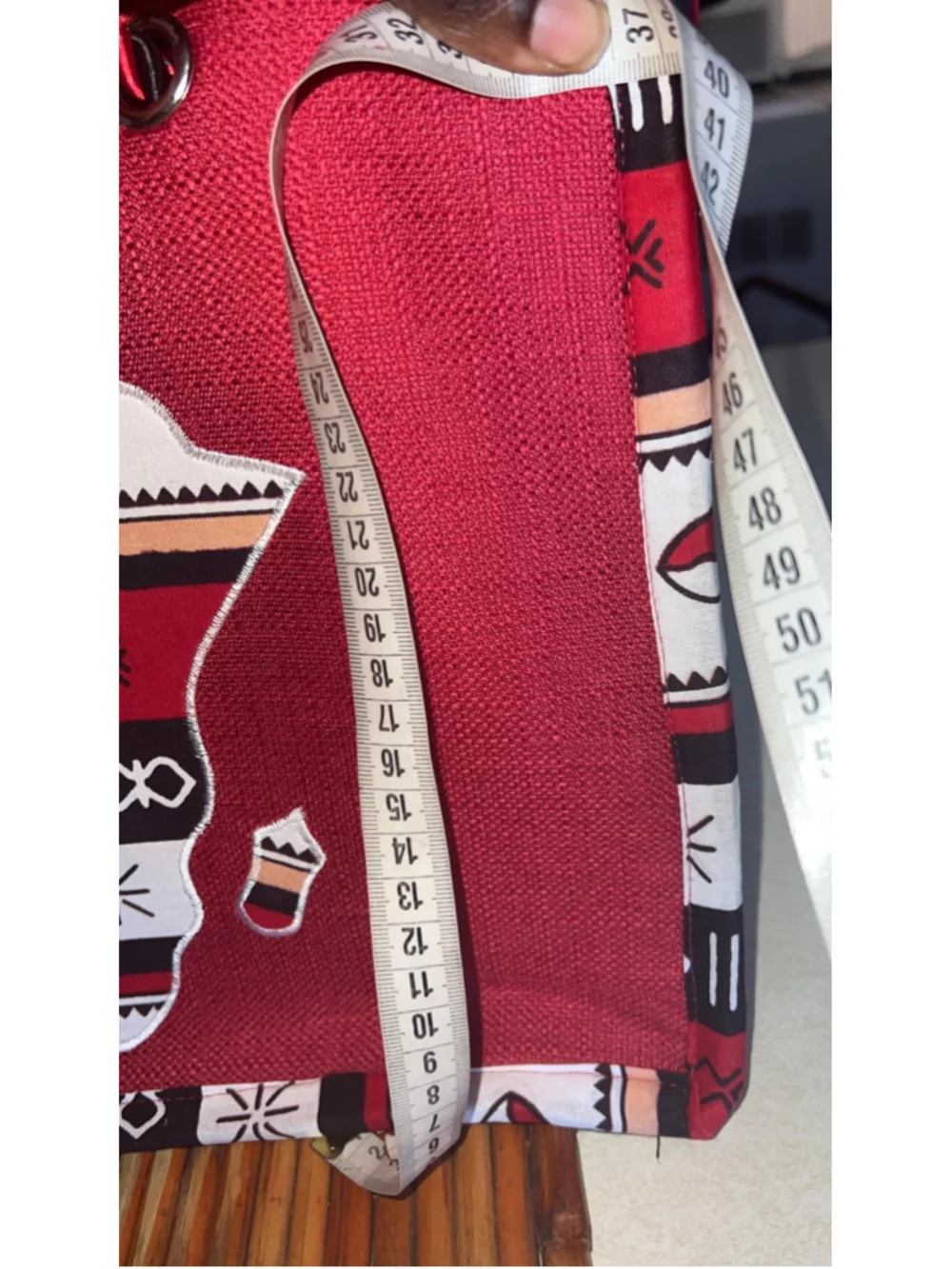 Red Jute Tote Bag | Afrocentric African Print Market, Ethnic Shoulder Tote